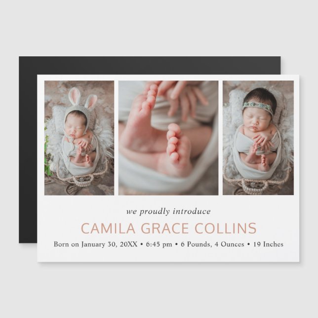 Invitación Magnética Elegante Rosa Chica de fotografía de oro Anuncio d (Anverso/Reverso)