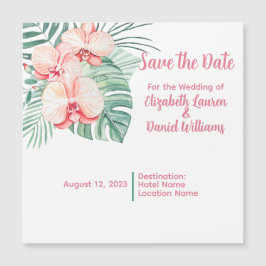 Invitación Magnética Elegante rosa tropical salva la fecha