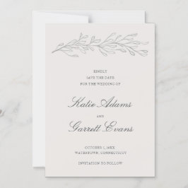 Invitación Magnética Elegante simple gris sin foto Guardar la fecha