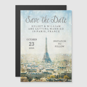 Invitación Magnética Elegante vista de París de la Torre Eiffel Guardar
