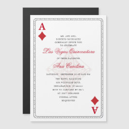 Invitación Magnética Elegante y único Casino Red Las Vegas Quinceañera
