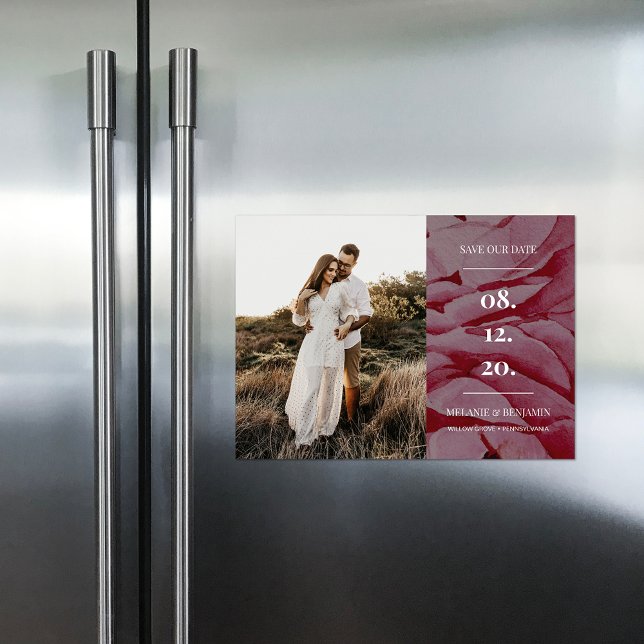 Invitación Magnética Elegantes Fotos Románticas de Flores para Anunciar (Elegant Photo Romantic Flower Save the Dates Magnetic Invitation)