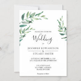 Invitación Magnética Elegantes hojas de acuarela botánica Boda