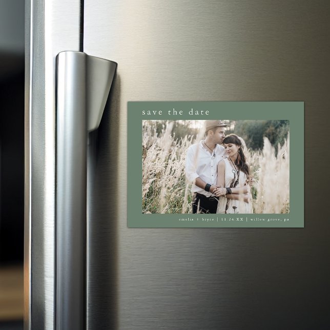 Invitación Magnética EMELIA Foto Matrimonio de Montaña Sage Salven la f (EMELIA Photo Sage Mountain Wedding Save the Date Magnetic Invitation)