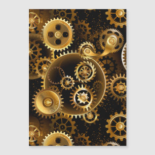 Invitación Magnética Engranajes de latón Steampunk sin costuras