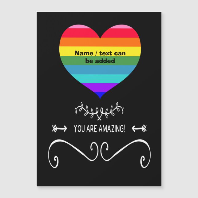 Invitación Magnética ¡Eres Increíble! Corazón arcoiris (Anverso)