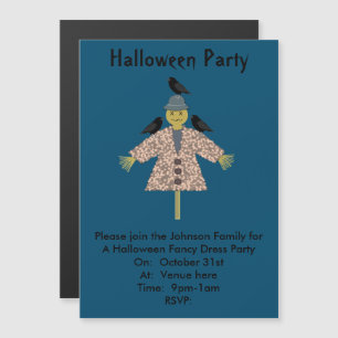 Invitación Magnética Escarecrow de paja de Halloween y Personalizado de