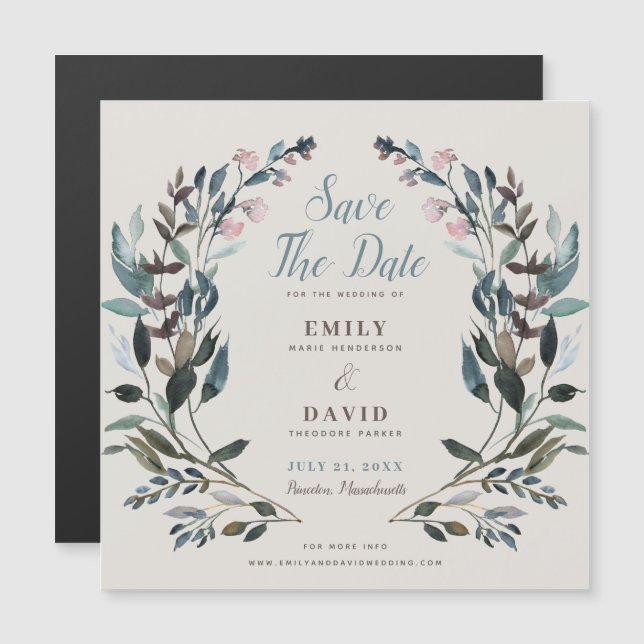 Invitación Magnética Escudo de jardín | Eggshell | Boda Guardar La Fech (Anverso/Reverso)