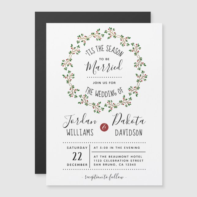 Invitación Magnética Esta Es La Temporada | Boda de navidades (Anverso/Reverso)