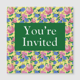Invitación Magnética "Estás invitado", floral preppy chinoiserie