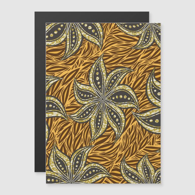 Invitación Magnética Estilo de Batik Floral Resumen Africano (Anverso/Reverso)