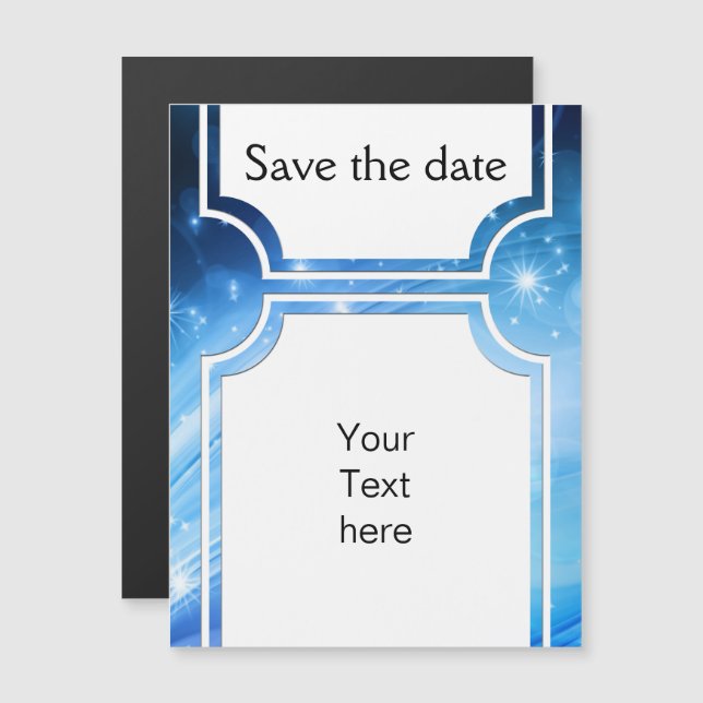 Invitación Magnética Estrellas de luz del norte azul + tu texto e ideas (Anverso/Reverso)