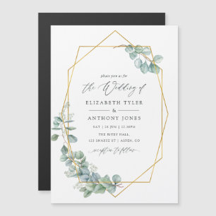 Invitación Magnética Eucalipto Boda geométrico de color de agua