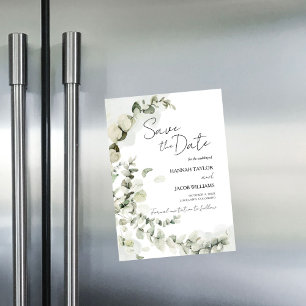 Invitación Magnética Eucalyptus Sage Greenery Wedding Save the Date