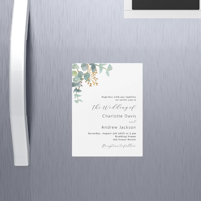 Invitación Magnética Eucalyptus verde boda de lujo moderno (Subido por el creador)