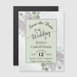 Invitación Magnética Eucalyptus y Lavender Rustic Sage Salven la fecha