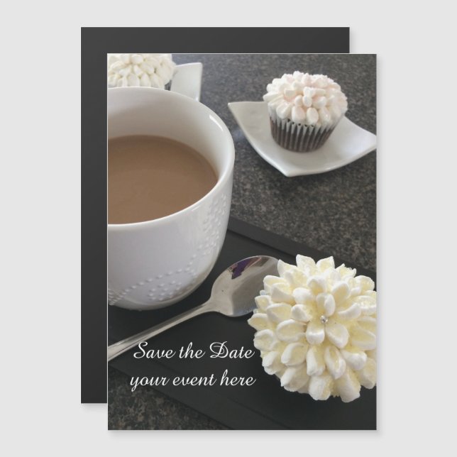 Invitación Magnética Evento de Cupcakes Elegantes Guarda la Fecha (Anverso/Reverso)