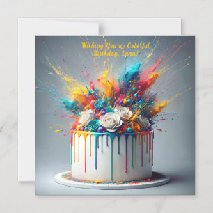 Invitación Magnética Explosión de Alegría - Feliz Pastel de Cumpleaños