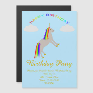 Invitación Magnética Fantasía cumpleaños Unicornio Personalizado de arc