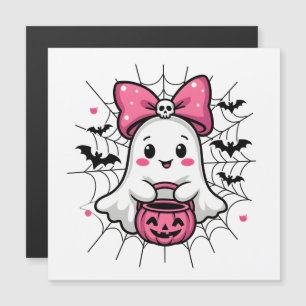 Invitación Magnética Fantasma espeluznante con lazo rosa Conciencia del