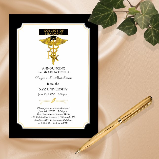Invitación Magnética Farmacéutico |Graduación toxicológica (Elegant Pharmacy Rx College University Pharmacist Toxicology Graduation Magnetic Invitation)