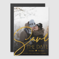 Faux Gold Glitter Boda Foto Guardar La Fecha