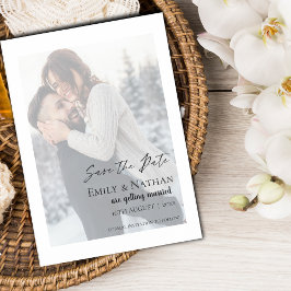 Invitación Magnética Faux Vellum Efecto Boda Foto Guardar fecha