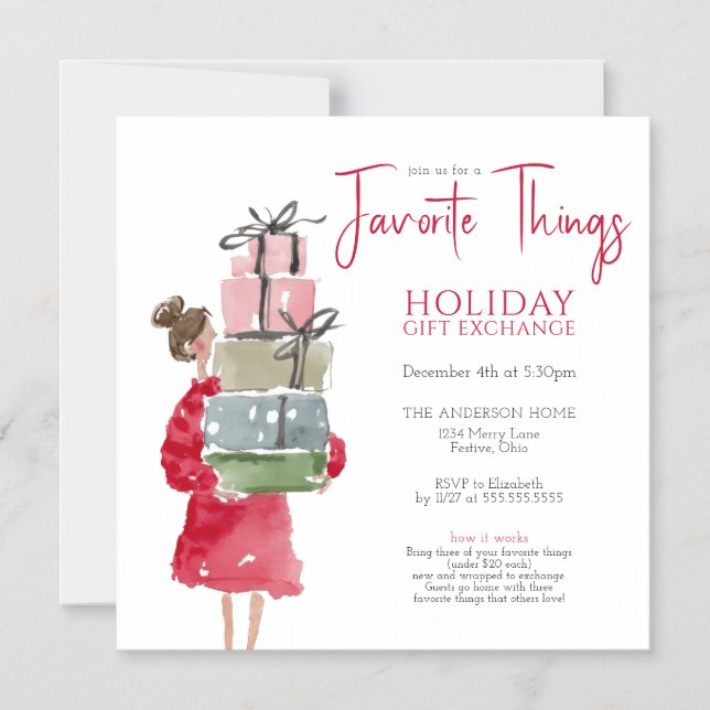 Invitación Magnética Favorite Things Holiday Party (Anverso)
