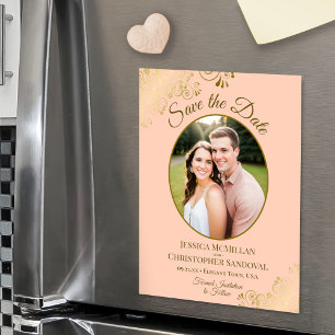 Invitación Magnética Feliciana Boda Elegante Salva Fecha Foto Ovalada d