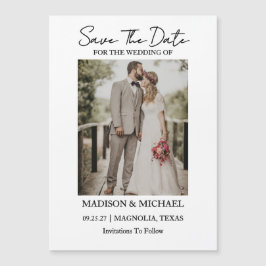 Invitación Magnética Felicitación de Boda con Foto y Letra Moderna Save