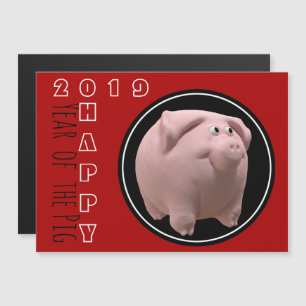 Invitación Magnética Feliz Año PIg 2019 3D Elegir color 2 magnético C