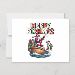 Invitación Magnética Feliz Fishmas Santa Amantes De La Pesca Divertido 