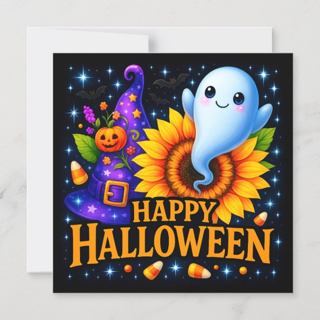 Invitación Magnética Feliz Halloween Friendly Ghost Magnetic Card (Anverso)