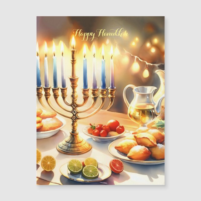 Invitación Magnética Feliz Hanukkah (Anverso)