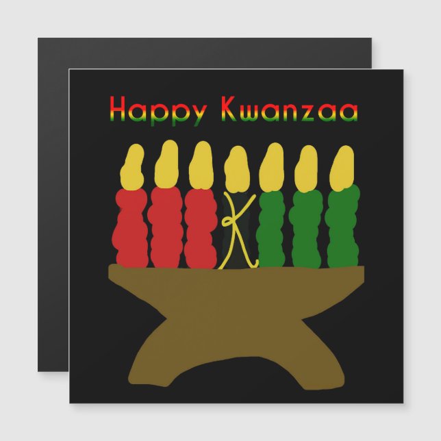 Invitación Magnética Feliz Kwanzaa Kinara (Anverso/Reverso)
