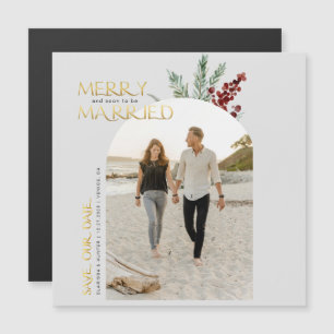 Invitación Magnética Feliz Navidad Pronto Casados Guardar la Fecha
