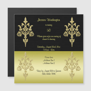 Invitación Magnética Fiesta de cumpleaños 50 Golden Elegance