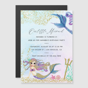 Invitación Magnética Fiesta de cumpleaños con tema de Sirena