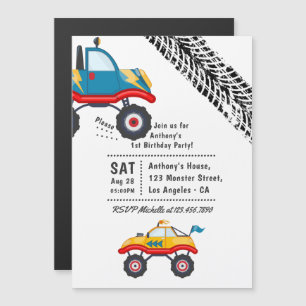 Invitación Magnética Fiesta de Cumpleaños de Camión Monstruo