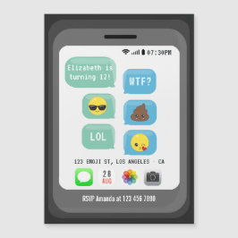 Invitación Magnética Fiesta de cumpleaños de emoji