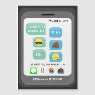 Invitación Magnética Fiesta de cumpleaños de emoji
