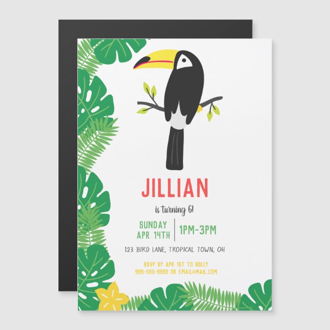 Invitación Magnética Fiesta de cumpleaños de Frutti Turcano Tropical (Anverso/Reverso)