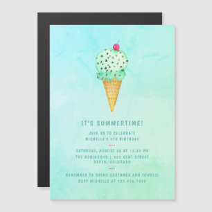 Invitación Magnética Fiesta de Cumpleaños de Helado de Verano