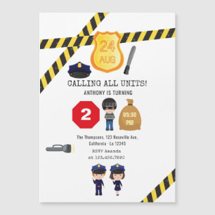 Invitación Magnética Fiesta de Cumpleaños de la Policía