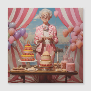 Invitación Magnética Fiesta de cumpleaños de la Señora Rosa