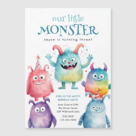 Invitación Magnética Fiesta de Cumpleaños de Little Monster Kids