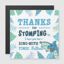 Invitación Magnética Fiesta de cumpleaños de los dinosaurios azules Gra