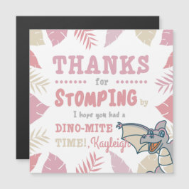 Invitación Magnética Fiesta de cumpleaños de los dinosaurios rosados gr
