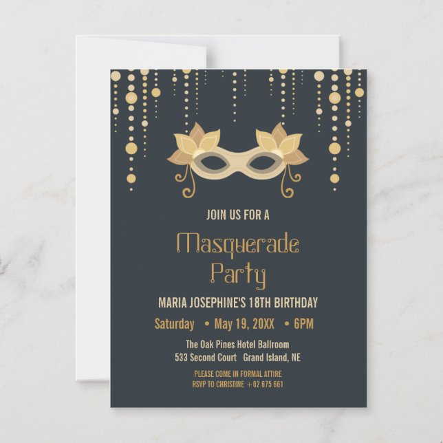 Invitación Magnética Fiesta de cumpleaños de Masquerade Moderna (Anverso)