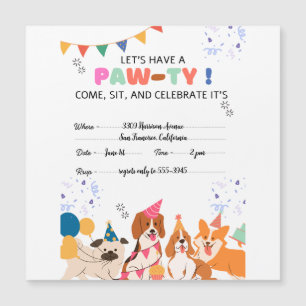 Invitación Magnética Fiesta de cumpleaños de perro pimienta invitacione